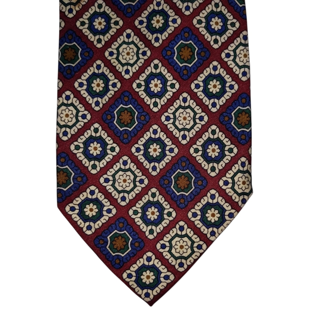 Vintage Polo Ralph Lauren Necktie Mens Silk Multicolor Medallion Designer Tie